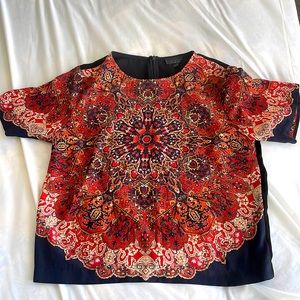 Topshop patterned top zip at the back silky/satin vibe